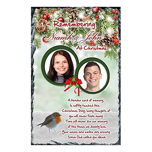 Customised Christmas Remembrance Slate - Robin & Berries